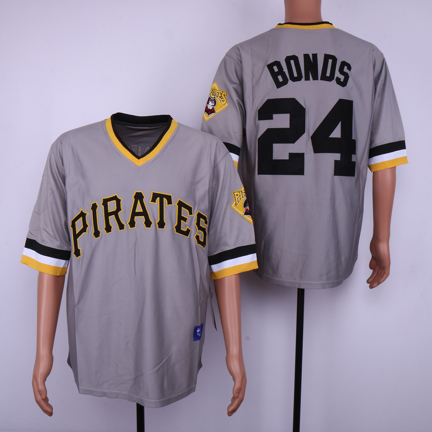 Men Pittsburgh Pirates 24 Bonds Grey MLB Jerseys